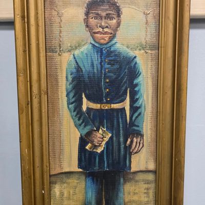 Sale Photo Thumbnail #196: 1870s US Colored Troop Folk Art Painting (Spencer)
