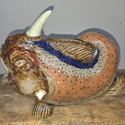 Sale Photo Thumbnail #177: Michel Bayne Horny Head Fish Folk Pottery