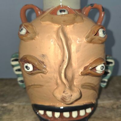 Sale Photo Thumbnail #182: Carl Block Texas Folk Pottery Face Jug