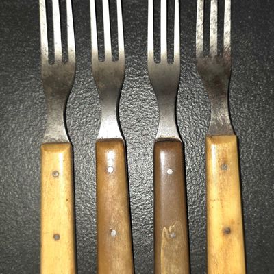 Sale Photo Thumbnail #58: 1840's Documented Georgia Bone Fork Lot of 4