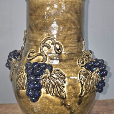 Sale Photo Thumbnail #240: 2019 Wayne Hewell Grape Decorated Vase