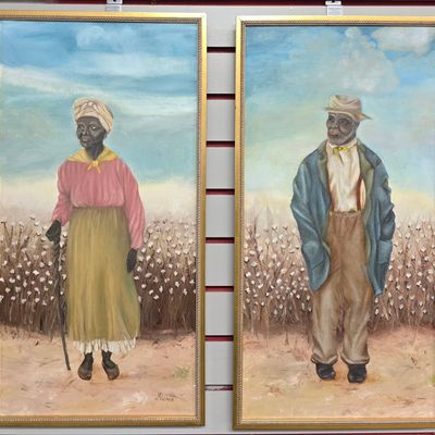 Sale Photo Thumbnail #187: Black Americana Man & Woman Folk Art Paintings