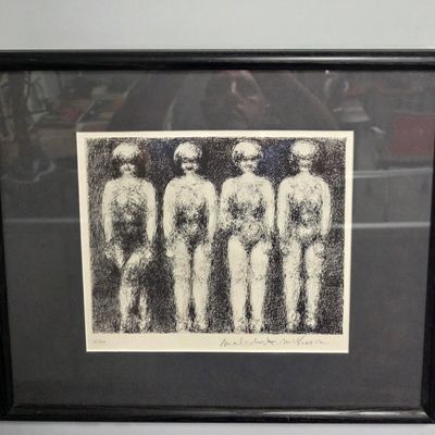Sale Photo Thumbnail #307: Signed Malcolm McKesson Folk Art Drawing/Print #41/200