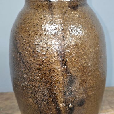 Sale Photo Thumbnail #82: Early 1830s Crawford Co. Lidded Jar 'Long Family'