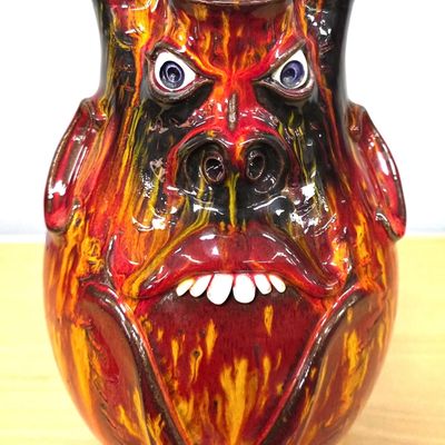Sale Photo Thumbnail #303: Roger Corn Folk Pottery Face Pitcher