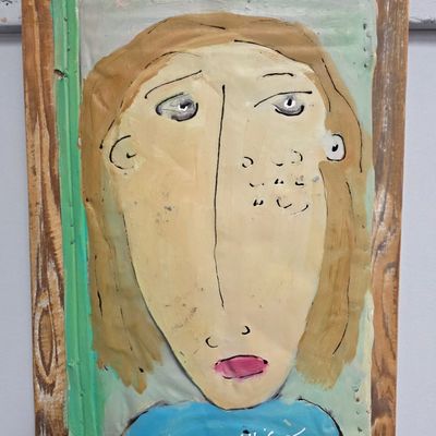 Sale Photo Thumbnail #305: Willie/Willie Folk Art Painting on Tin Folk Art, Circa 2000
