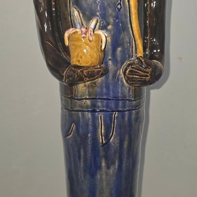 Sale Photo Thumbnail #192: Claude Miller-Ram Pottery Black Fisherman Figural
