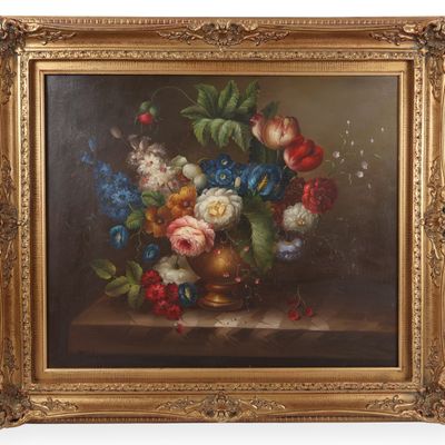 European School, 20th Century, Floral Still Life with Urn