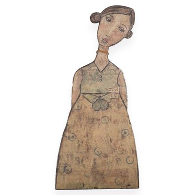 Kelly Rae Roberts for Creative Co-Op Whimsical Wood Figure Doorstop