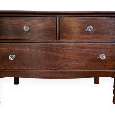 American Traditional Two Over One Small Chest of Drawers with Glass Knobs