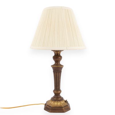 Neoclassical Style Faux Patinated Metal Pedestal Table Lamp