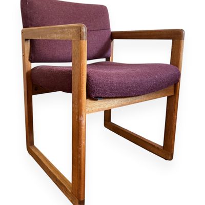 Mid-Century Modern Solid Oak Cube Armchair