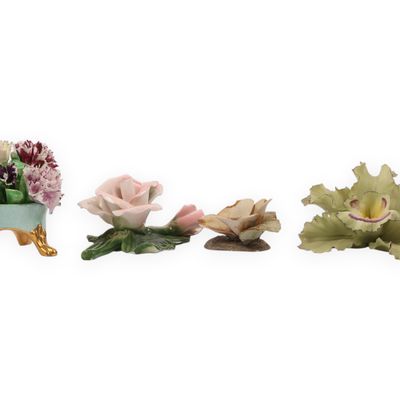 An Assortment of Capodimonte and Crown Staffordshire Porcelain and Bone China Floral Figurines