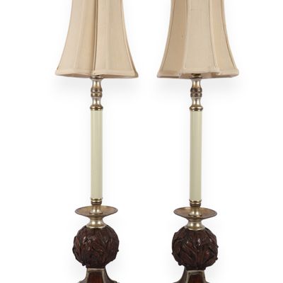 A Pair of Uttermost 35-Inch Acanthus Leaf Buffet Lamps
