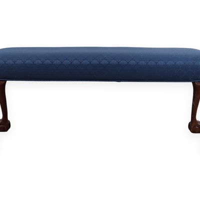 Chippendale Style Mahogany Upholstered Bench with Ball and Claw Feet