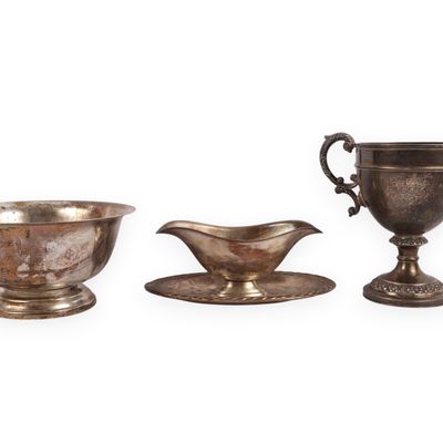 Three Pieces of American Silver-Plated Hollowware Including a Poole Silver Co. Pedestal Bowl