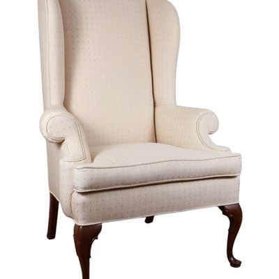Queen Anne Style Shell Carved Wingback Armchair