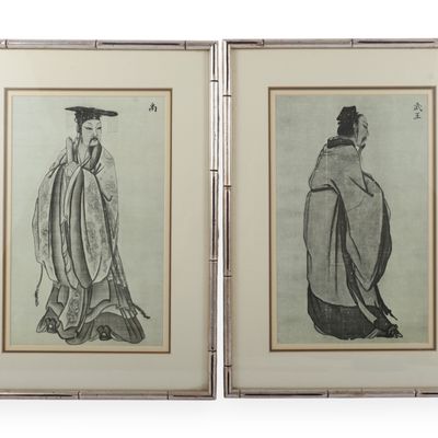 A Pair of Chinese School Portraits, 'Yu the Great' and 'King Wu'
