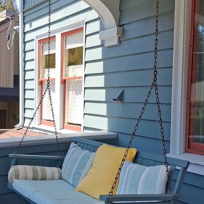 Sale Photo Thumbnail #50: Traditional English Style Porch Swing with Custom Cushions