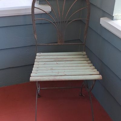 Sale Photo Thumbnail #375: Vintage Francois Carre Style Wrought Iron Folding Garden Chair