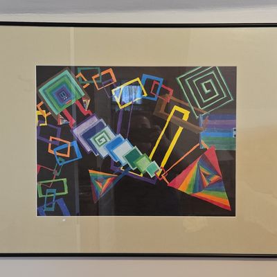 Geometric Abstract Colored Pencil Drawing