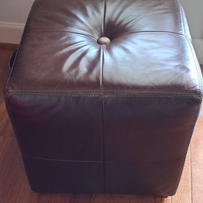 Sale Photo Thumbnail #371: Koda Ltd Button-Tufted Leather Cube Ottoman