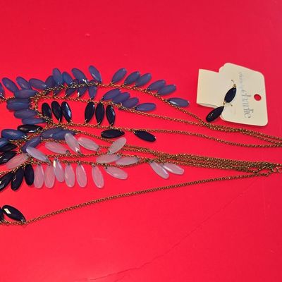 Charming Charlie Multi-Strand Statement Necklace and Earring Set with Marquise Beads