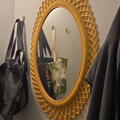 Sale Photo Thumbnail #134: Franco Albini Style Oval Rattan Wall Mirror