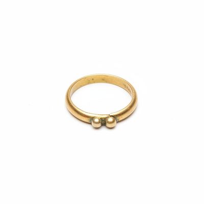 Mixed Metal Band Ring and Curved Barbell Body Jewelry Set