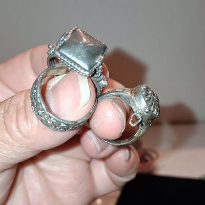 Sale Photo Thumbnail #320: Vintage Sterling Silver Poison Rings with Compartments