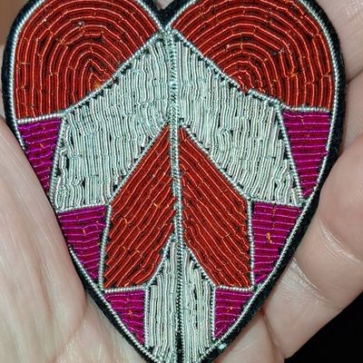 Beaded Heart Peace Sign Patch