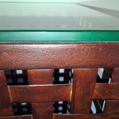 Sale Photo Thumbnail #86: Woven Metal and Glass Console Table 48" wide 16" deep 30" high