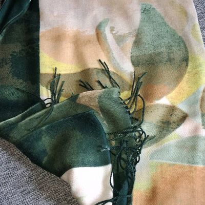 Botanical Print Wool Silk Scarf