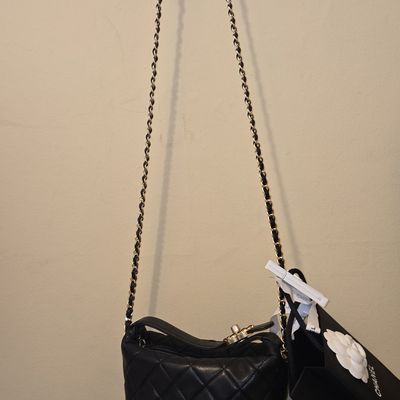 Sale Photo Thumbnail #5: Chanel Black Quilted Lambskin Chain Around Pouch Hobo Bag