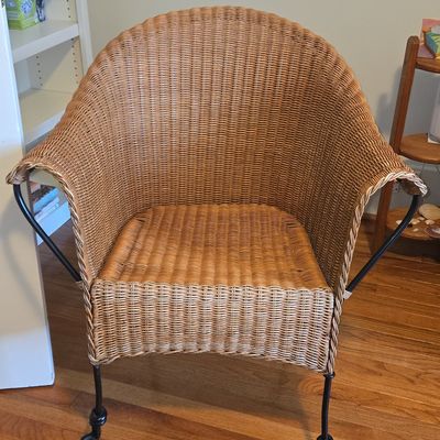 Sale Photo Thumbnail #306: Vintage Wicker and Wrought Iron Barrel Chair