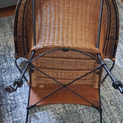 Sale Photo Thumbnail #268: Vintage Wicker and Wrought Iron Barrel Chair by Frederic Weinberg