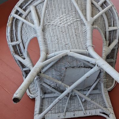 Sale Photo Thumbnail #256: Vintage White Wicker Armchair