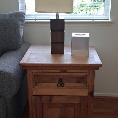 Sale Photo Thumbnail #328: Rustic Pine Nightstand with Single Drawer and Cabinet