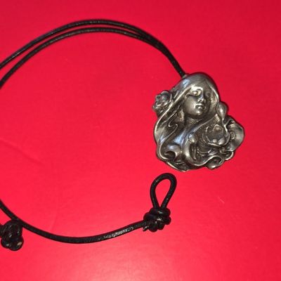 Art Nouveau Style Pewter Maiden Pendant/Brooch