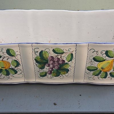 Sale Photo Thumbnail #392: Italian Majolica Rectangular Jardiniere with Fruit Motif