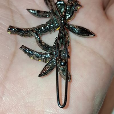 Dragonfly Hair Clip with Red and Pink Rhinestones