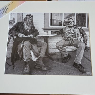 Philip M. Shaw, 'Daniel & John' Monochrome Photograph - Mongols Motorcycle Club Members Picnic Print 1991