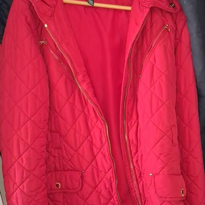 Sale Photo Thumbnail #384: Lauren Ralph Lauren Red Quilted Hooded Jacket with Gold Accents