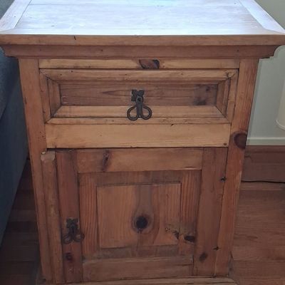Sale Photo Thumbnail #139: Rustic Mexican Pine Nightstand with Iron Pulls