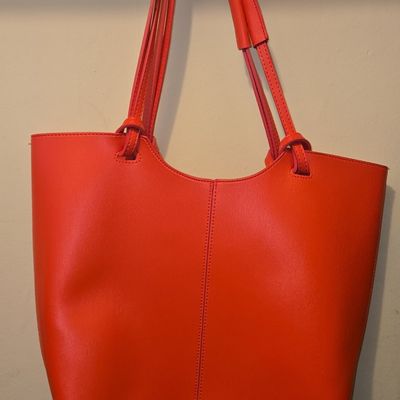 Neiman Marcus Coral Faux Leather Tote Bag