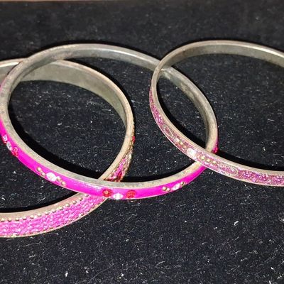 Set of Three Indian-Style Rhinestone Enamel Bangles