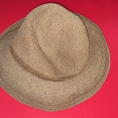 Vintage Braided Straw Fedora Hat