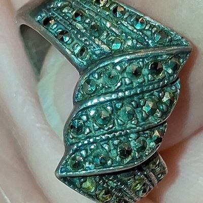 Sale Photo Thumbnail #397: Vintage Sterling Silver Marcasite Swirl Ring