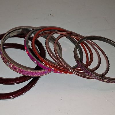 Lot of Indian Glass and Metal Bangle Bracelets