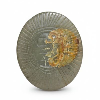 Sale Photo Thumbnail #197: Carved Nephrite Jade Bi Disc or Toggle with Mythical Creature